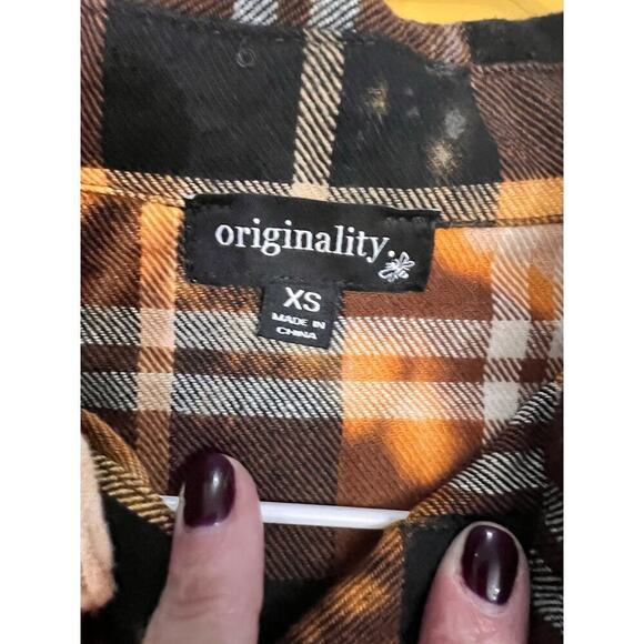 Originality La La Land America Land of the Free Bleach Dyed Plaid Flannel Shirt - Picture 6 of 8